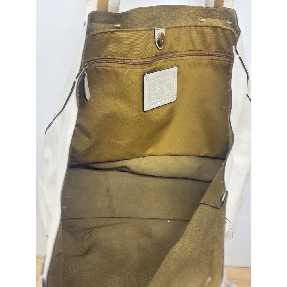 Coach F58660 Soft Chalk Pebble Leather Derby‎ Tote $298 MSRP #12